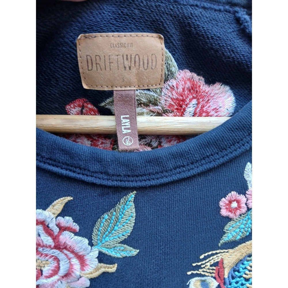 Driftwood Layla Embroidered Peacock‎ Floral Tunic Sweatshirt Dress Women's S - Picture 7 of 10